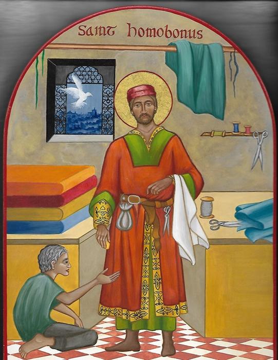 Saint Homobonus is the patron saint of business people, tailors, shoemakers, and clothworkers, as well as of Cremona, Italy. 